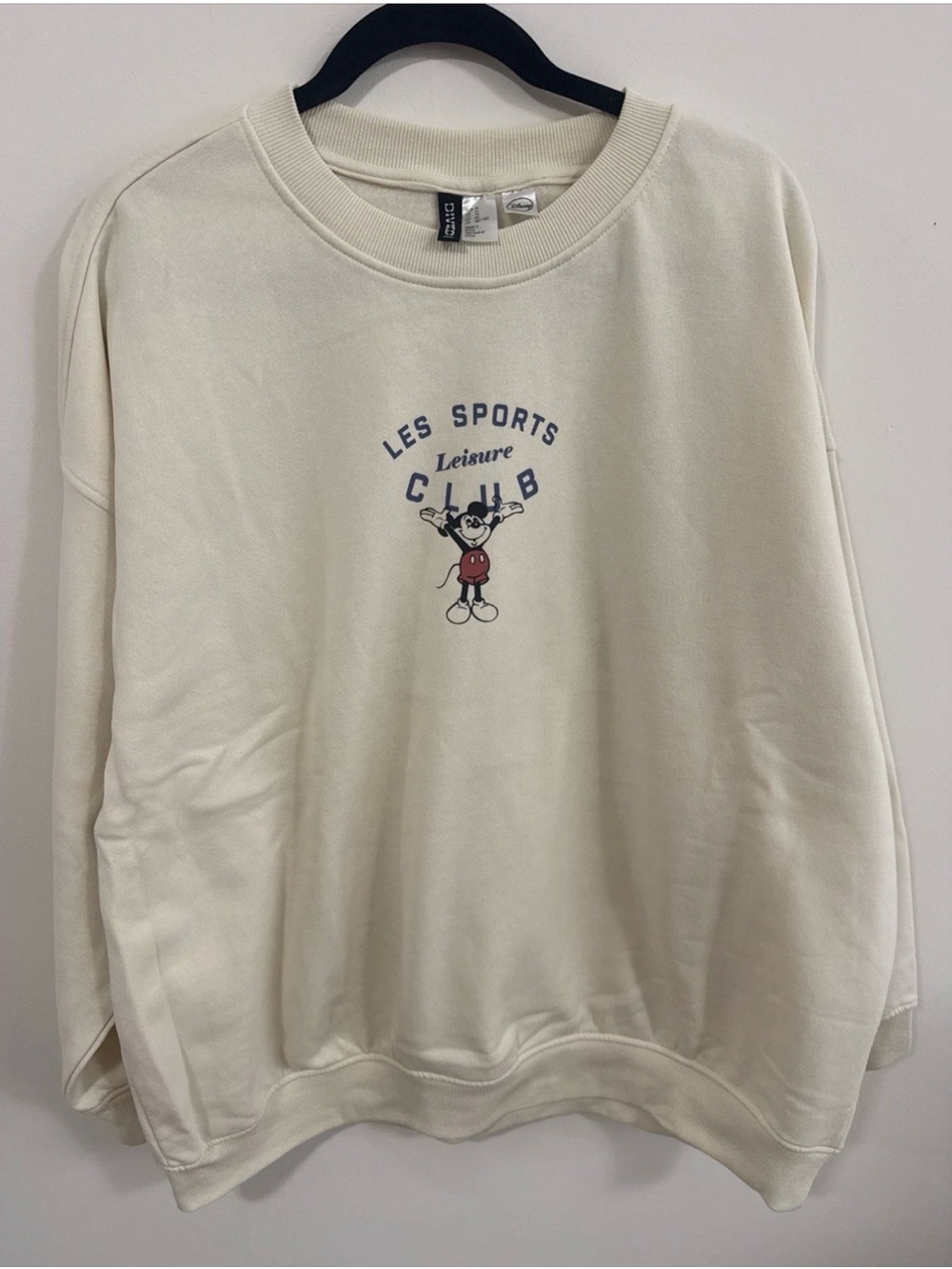 H&M Disney Cream Les Sports Leisure Club Mickey Crewneck Sweatshirt XL